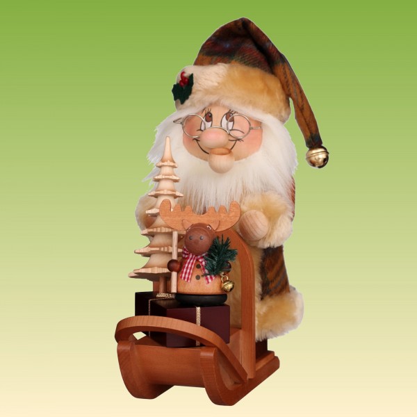 Räuchermann Wichtel Weihnachtsmann mit Schlitten