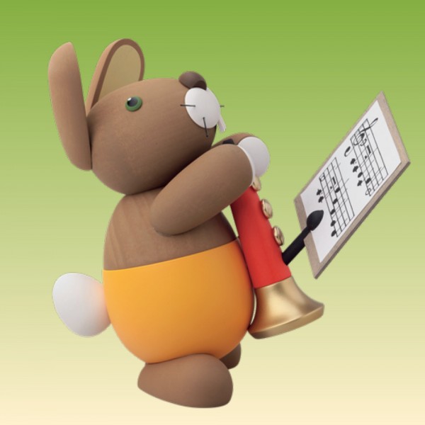 Hase "Hubert" mit Klarinette