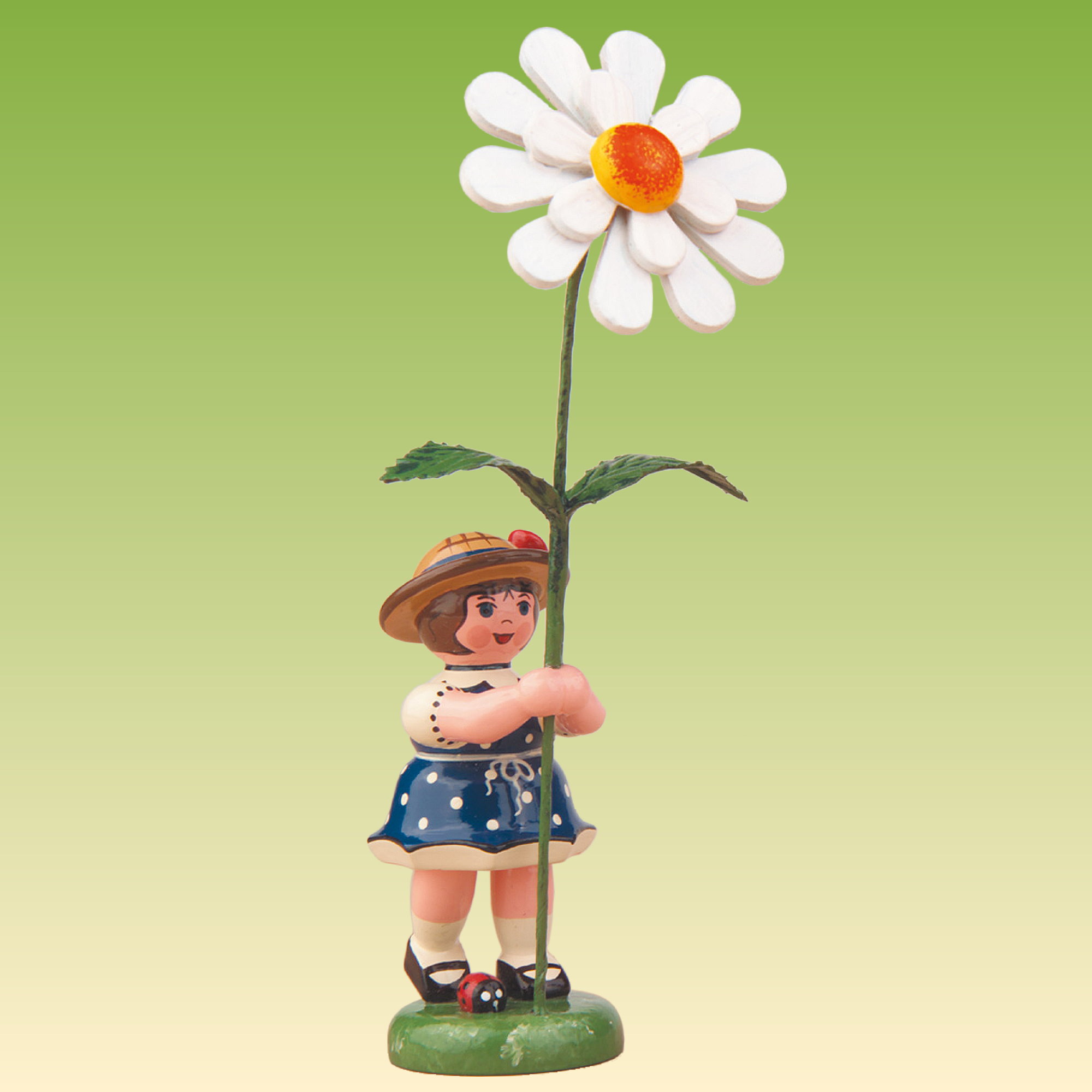 Hubrig Volkskunst,307h0042 Blumenkind Mädchen mit Margerite 