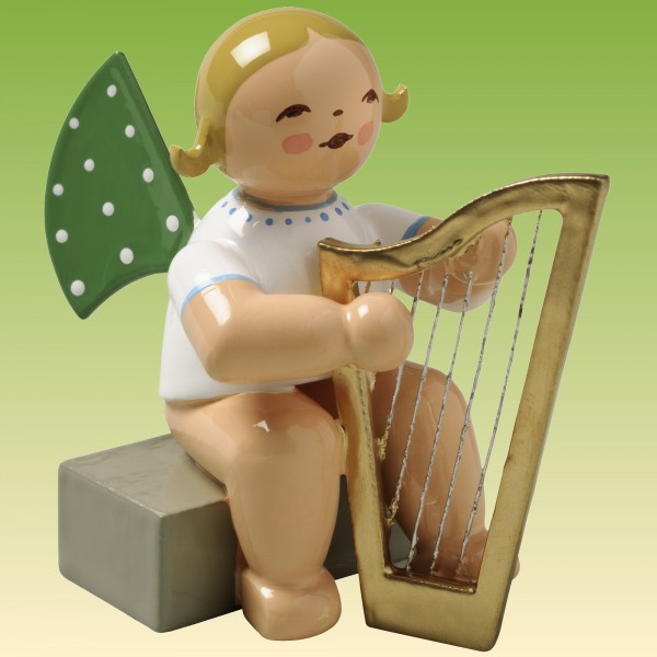 Engel mit Harfe sitzend