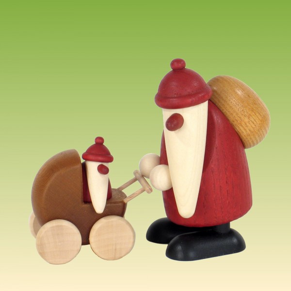 Weihnachtsmann mit Kinderwagen